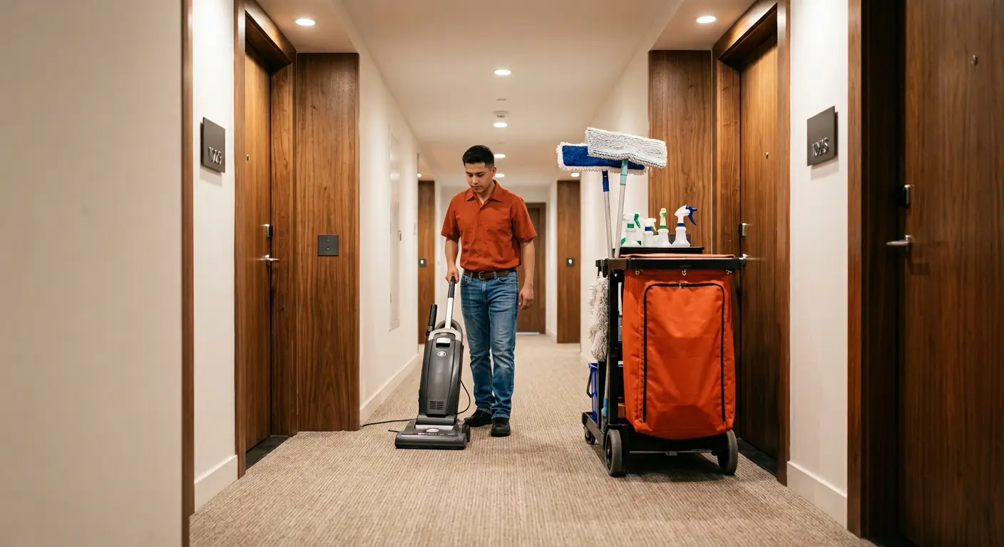 Équipe de Brio Nettoyage nettoyant les espaces communs d'un condo